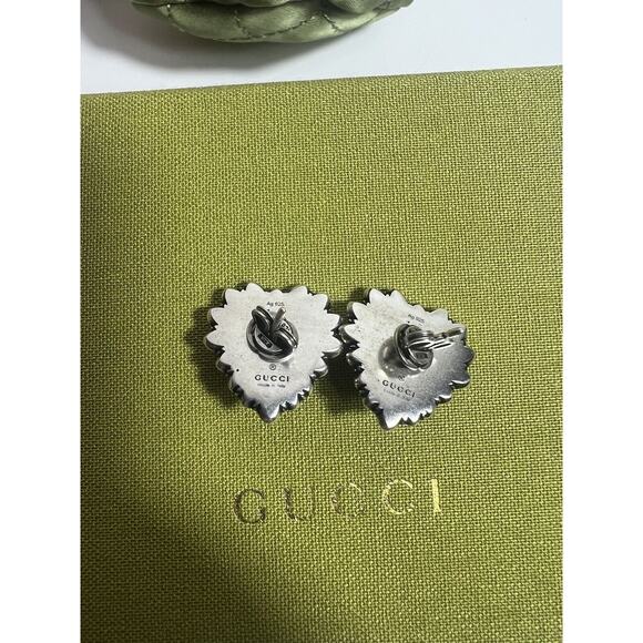 Gucci Sterling Silver Interlocking G Heart Earrings - Picture 4 of 8